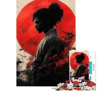 Puzzle da 1000 pezzi con silhouette di samurai afroamericani e giapponesi Puzzle per ragazzi che migliorano la memoria sfida educativa regalo per amici e familiari 38x52cm
