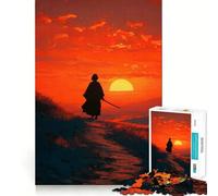 Puzzle da 1000 pezzi con silhouette di samurai al tramonto, ideale per adulti, gioco di logica e svago, con bordi definiti e oggetto da collezione (38x26cm)