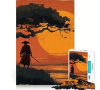 Puzzle da 1000 pezzi con silhouette di samurai al tramonto per adulti, ideale per rafforzare la memoria, alleviare lo stress e creare ricordi, perfetto per un compleanno a sorpresa (38x26cm)