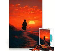 Puzzle da 1000 pezzi con silhouette di samurai al tramonto per adulti, stimola la memoria, allevia l'ansia, con bordi precisi, sorpresa natalizia (50x75cm)