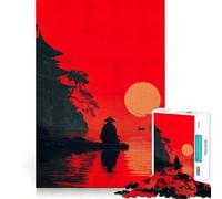 Puzzle da 1000 pezzi con silhouette di samurai al tramonto per ragazzi ideale per stimolare la memoria e creare un'atmosfera serena con taglio di alta qualità perfetto come regalo di compleanno