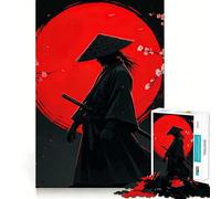 Puzzle da 1000 pezzi con silhouette di samurai e luna rossa, ideale per adolescenti, con funzione di logica e divertimento in casa, con bordi di alta qualità, regalo memorabile (38x52cm)