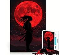 Puzzle da 1000 pezzi con silhouette di samurai e luna rossa per adulti ideale per stimolare la memoria e per divertirsi in famiglia Motivo da assemblare perfetto per i desideri di Babbo Natale 38x26cm