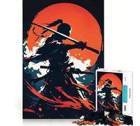 Puzzle da 1000 pezzi con silhouette di samurai e sole nascente, ideale per ragazzi, con funzione di logica e divertimento in casa, design elegante e memorabile (50x75cm)