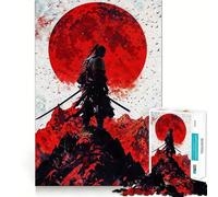 Puzzle da 1000 pezzi con silhouette di samurai e sole rosso, ideale per adulti, per migliorare la memoria, alleviare l'ansia, creare un design accattivante e un regalo artistico (38x52cm)