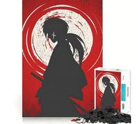 Puzzle da 1000 pezzi con silhouette di samurai per adulti, ideale per rafforzare la memoria, divertimento e svago, con bordi di qualità e design elegante (50x75cm)