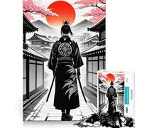 Puzzle da 1000 pezzi con silhouette di samurai per ragazzi, gioco di logica stimolante, divertimento in famiglia, bordi chiari, una piacevole sorpresa (50x75cm)
