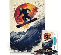 Puzzle da 1000 pezzi con silhouette di snowboarder per ragazzi, gioco di logica fine, facile da usare, bordi precisi, regalo per festival (38x52cm)
