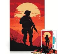 Puzzle da 1000 pezzi con silhouette di soldato al tramonto, ideale per adolescenti, gioco stimolante e divertente, con tagli precisi, perfetto come regalo di Natale 50x75cm