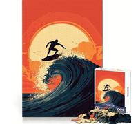 Puzzle da 1000 pezzi con silhouette di surfista al tramonto, ideale per adolescenti, un gioco stimolante per la mente, un passatempo rilassante, con tagli precisi e un regalo delizioso 50x75cm