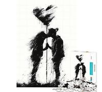 Puzzle da 1000 pezzi con silhouette di un bacio e un cuore Giocattolo avvincente per coltivare la pazienza Gioco divertente Perfetto come regalo di compleanno (dimensioni 38x52cm)