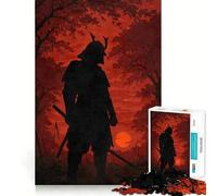 Puzzle da 1000 pezzi con silhouette di un samurai nella foresta rossa, ideale per adolescenti Un'opera d'arte da collezione che stimola la memoria e la calma 50x75cm