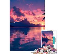 Puzzle da 1000 pezzi con silhouette di un tramonto sereno Gioco divertente che stimola l'intelligenza e crea dipendenza donne e uomini Divertente e spiritoso (Dimensioni 38x52cm)