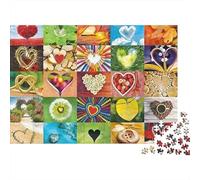 Puzzle da 1000 pezzi con simboli d'amore a forma di cuore, patchwork a tema cuore per adulti, giochi educativi, bellissima decorazione, difficoltà, regalo di compleanno. 38x26 cm