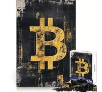 Puzzle da 1000 pezzi con simbolo Bitcoin in stile grunge per adulti, stimolante per la mente, per un momento di svago rilassante Incastro perfetto Il miglior regalo (38x52cm)