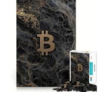 Puzzle da 1000 pezzi con simbolo Bitcoin su sfondo marmorizzato,decorazione elegante e funzionale,attività stimolante per la mente,momento di relax e divertimento,regalo di Natale (50x75cm)