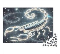 Puzzle da 1000 pezzi con simbolo della stella dello Scorpione e scheletro di aragosta luminoso per giochi educativi per adulti, bellissima decorazione, difficoltà, regalo di compleanno 70x50cm
