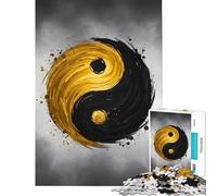 Puzzle da 1000 pezzi con simbolo Yin-Yang dorato gioco educativo e stimolante divertente e umoristico un'ottima idea regalo (dimensioni 75x50cm)