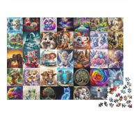 Puzzle da 1000 pezzi con simpatici animali. Un collage di animali carini per adulti. Gioco educativo. Bellissima decorazione. Difficile ma stimolante. Regalo di compleanno per 38x26 cm.