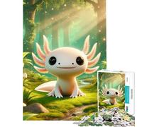 Puzzle da 1000 pezzi con simpatici axolotl nella foresta sfida per l'intelligenza gioco avvincente e rilassante perfetto come decorazione o regalo per il Secret Santa (dimensioni 38x26cm)