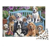 Puzzle da 1000 pezzi con simpatici cani in un giardino.Gruppo di cani felici per giochi educativi per adulti.Bellissima decorazione,dideale come regalo di compleanno per.Dimensioni:52x38 cm