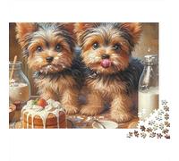 Puzzle da 1000 pezzi con simpatici cuccioli di Yorkshire Terrier. Due cuccioli di Yorkshire Terrier per adulti. Giochi educativi. Decorazione per la casa. Sfida di alta difficoltà. : 52x38 cm.