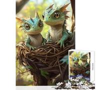 Puzzle da 1000 pezzi con simpatici draghi e cuccioli nel nido decorazione per la casa giocattoli ottimo regalo per giochi gioco pratico lista dei desideri con Babbo Natale dimensioni 38x52cm