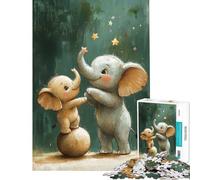 Puzzle da 1000 pezzi con simpatici elefantini che raggiungono le stelle Puzzle da 1000 pezzi per la decorazione della casa Perfetto come regalo (38x52cm)