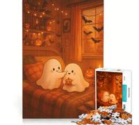 Puzzle da 1000 pezzi con simpatici fantasmi di Halloween in una stanza accogliente, gioco per tutta la famiglia, attività divertenti da fare a casa, compleanno e Natale 38x52cm