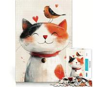 Puzzle da 1000 pezzi con simpatici gatti e uccelli,ideale per allenare la mente,con incastri precisi e senza spazi vuoti,un'attività divertente per rafforzare il legame tra persone care (38x52cm)