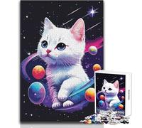 Puzzle da 1000 pezzi con simpatici gatti spaziali per adolescenti, gioco divertente per imparare e stimolare la mente, perfetto regalo festivo premuroso, dimensioni 50x75cm