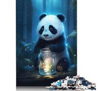 Puzzle da 1000 pezzi con simpatici orsi panda luminosi, per adulti, difficoltà elevata, per rafforzare i rapporti tra i membri della famiglia (38x26 cm)