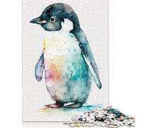 Puzzle da 1000 pezzi con simpatici pinguini acquerellati, difficoltà per adulti, rafforzano i rapporti tra i membri della famiglia, 1000 pezzi (75x50 cm)