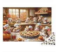 Puzzle da 1000 pezzi con simpatici topolini chef che preparano torte, gioco educativo per adulti, decorazione per la casa, difficile e stimolante, regalo di compleanno, 38x26 cm