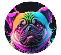 Puzzle da 1000 pezzi con simpatico cane in stile retrò, rotondo, per adulti, design intricato per adolescenti, decorazione fai da te e divertimento per stimolare il cervello (67,5x67,5cm)
