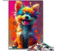 Puzzle da 1000 pezzi con simpatico cane sorridente in legno, idea regalo per le feste, opera d'arte umoristica, opera d'arte dettagliata 50x75cm per compleanno, festa, Natale, Halloween