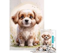 Puzzle da 1000 pezzi con simpatico cucciolo ad acquerello gioco interattivo educativo regalo perfetto per il Secret Santa (dimensioni 38x26cm)