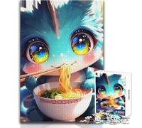 Puzzle da 1000 pezzi con simpatico drago che mangia ramen per adolescenti, gioco educativo per lo sviluppo delle competenze, regalo perfetto per momenti speciali, dimensioni 38x26cm