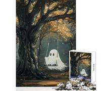 Puzzle da 1000 pezzi con simpatico fantasma su altalena,giocattoli antistress,ottimo regalo per giochi impossibili,allena il tuo cervello e le tue mani,dimensioni 38x52cm