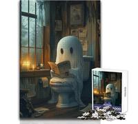 Puzzle da 1000 pezzi con simpatico fantasma sul water, giocattoli, giochi educativi, analisi e logica, regali di Babbo Natale segreto, dimensioni 38x52cm