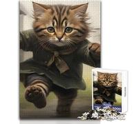 Puzzle da 1000 pezzi con simpatico gatto che gioca a calcio, per adolescenti, gioco divertente per lo sviluppo cognitivo, regalo speciale per una celebrazione premurosa, dimensioni 38x26cm
