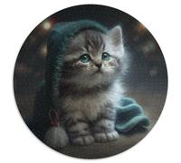 Puzzle da 1000 pezzi con simpatico gatto e bambino, per adulti, rotondo, da 1000 pezzi, gioco creativo per famiglie e decorazioni per la casa, regalo di Natale perfetto per adolescenti, 67,5x67,5 cm.