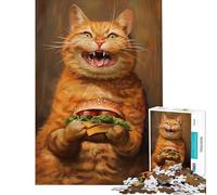 Puzzle da 1000 pezzi con simpatico gatto hamburger e sorriso ideale per adulti gioco rompicapo perfetto per passare il tempo durante le vacanze o per compleanni e Natale (dimensioni 38x52cm)
