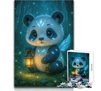Puzzle da 1000 pezzi con simpatico panda e lanterna nella foresta per adolescenti, gioco di sviluppo del pensiero logico, ottimo regalo per momenti significativi, dimensioni 38x52cm