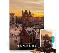 Puzzle da 1000 pezzi con skyline di Amburgo,taglio preciso,disegno artistico,gioco cognitivo divertente per il tempo libero,scena natalizia (50x75cm)