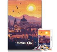 Puzzle da 1000 pezzi con skyline di Città del Messico al tramonto per adolescenti, gioco di pensiero logico interattivo, ideale come regalo per occasioni memorabili, dimensioni 38x52cm