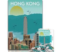 Puzzle da 1000 pezzi con skyline di Hong Kong, regalo per adolescenti, aiuta il cervello a esercitare i giocattoli avvincenti per coltivare la pazienza, adatto alle coppie, 38x26cm