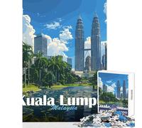 Puzzle da 1000 pezzi con skyline di Kuala Lumpur,giocattoli antistress,ottimo regalo per giochi impossibili,allena il tuo cervello e le tue mani,dimensioni 38x26cm