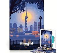 Puzzle da 1000 pezzi con skyline di Shanghai, ideale per adulti, gioco di logica e svago, con bordi definiti 50x75cm