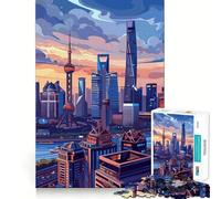 Puzzle da 1000 pezzi con skyline di Shanghai per adolescenti, ideale per stimolare la memoria, calmare la mente e creare un'opera d'arte da collezione 50x75cm